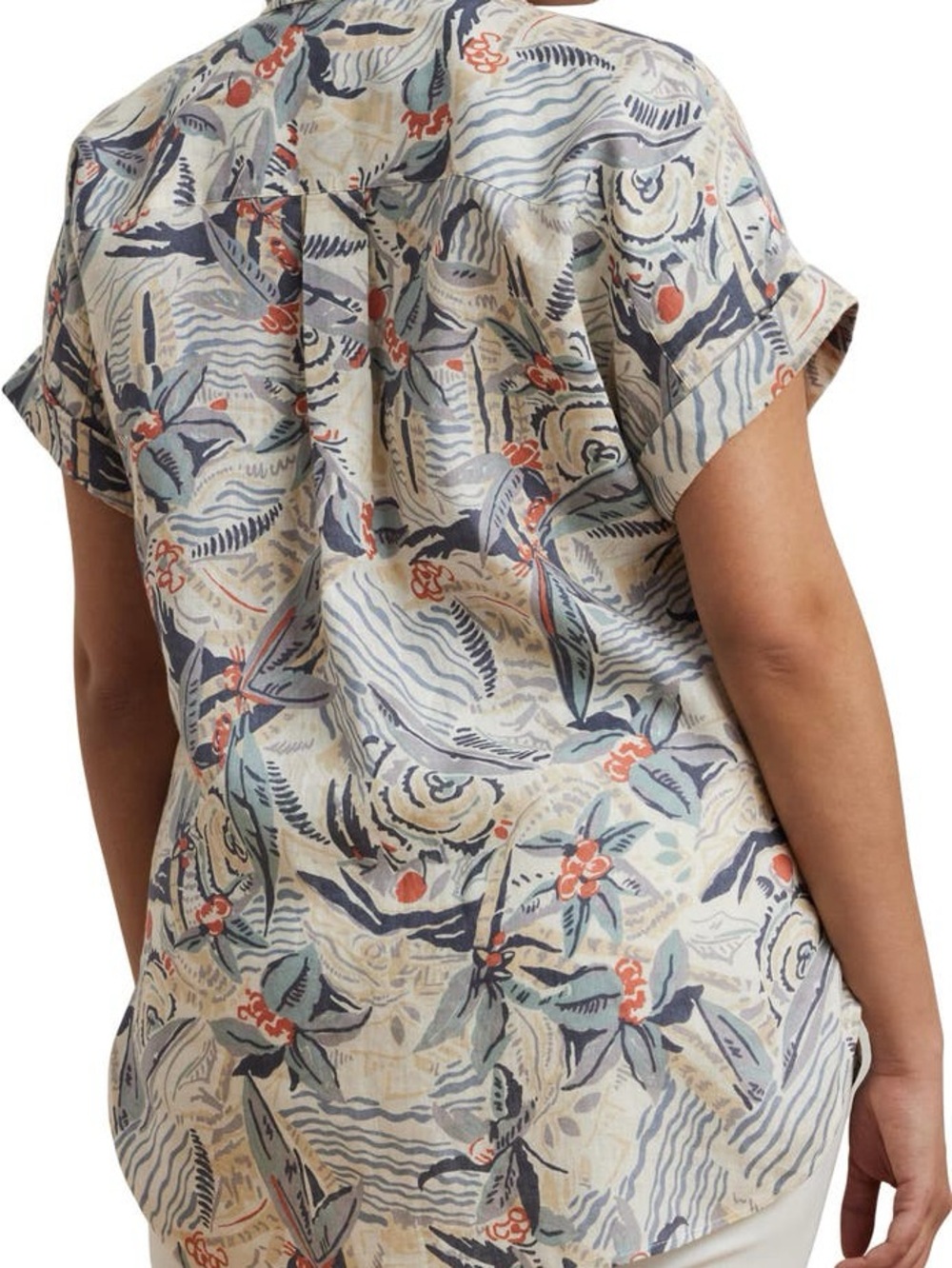 Ralph Lauren Beach Print Relaxed Fit Short Sleeve Linen Button-Up Shirt - Picture 8 of 10